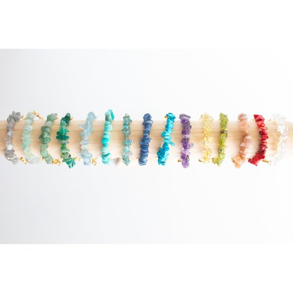 Statement Bracelet Gemstone Ocean Blue Apatite Chips Chunky Gold Chain Boho - Picture 6 of 10